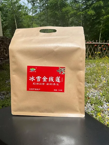 Application d'herbes entières séchées Anoectochilus roxburghii sur neige glacée